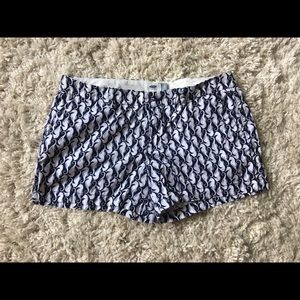 Blue seahorse printed shorts